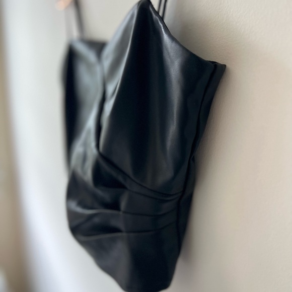 Lucy Paris Black Faux Leather Crop Top NWT - Picture 3 of 4